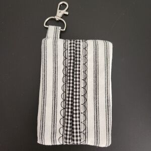 Handmade Black Stripes and Micro Check Pocket Tissue Holder, New